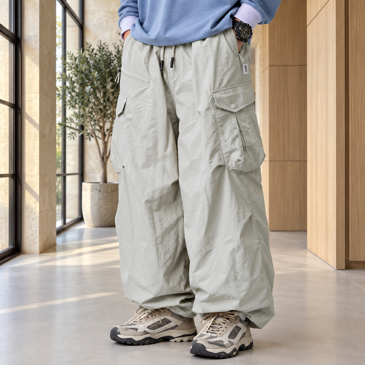 Pantalón Cargo Cortavientos Unisex - ROANVIBES Moda, vista 5