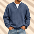 Jersey waffle azul marino de hombre con cuello de camiseta